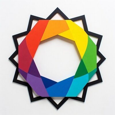 Rainbow Starburst in Black Frame