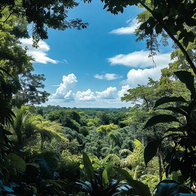 Jungle Canopy View Blue Sky