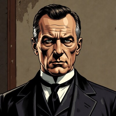 Stern man in suit illustration