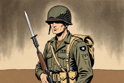 WWII US Soldier with Rifle and Bayonet