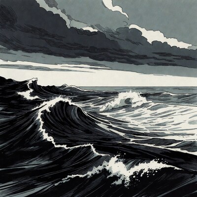 Stormy Ocean Waves Illustration