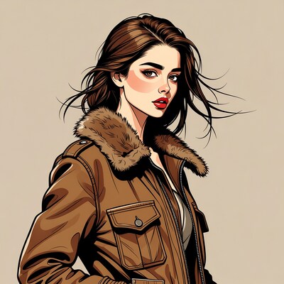 Woman in brown fur-collar jacket