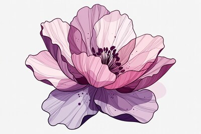 Purple Anemone Flower Illustration