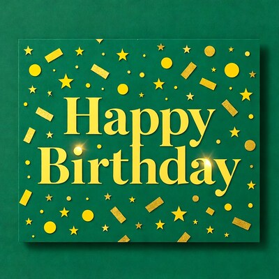 Happy Birthday on Green Background