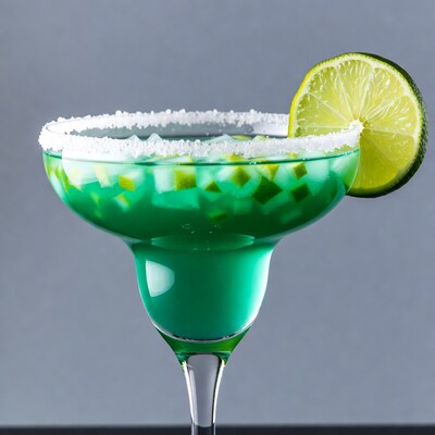Green Margarita with Lime and Salt Rim
