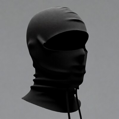 Black balaclava mask on gray background