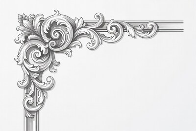 Ornate Victorian Corner Border Illustration