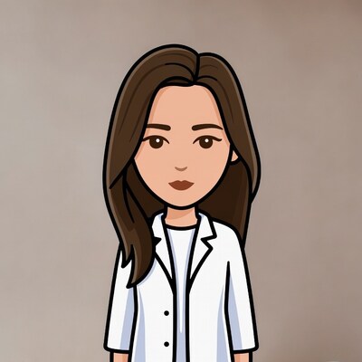 Asian woman in white lab coat illustration