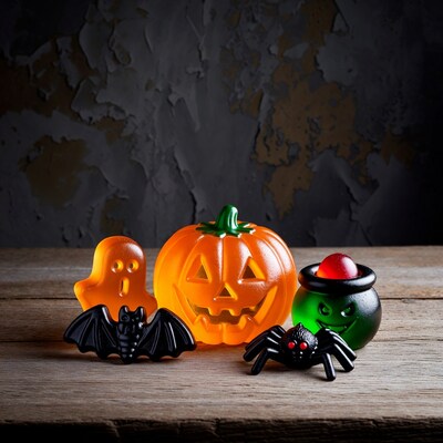 Halloween Candy Figures on Wood