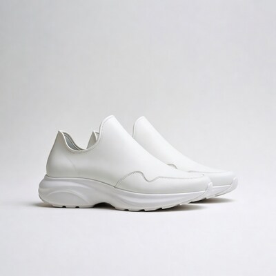 White Leather Slip-On Sneakers Pair