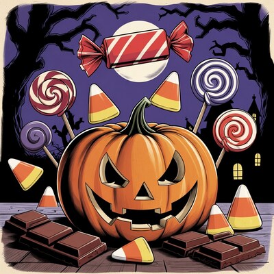 Jack-o'-lantern with Halloween Candy