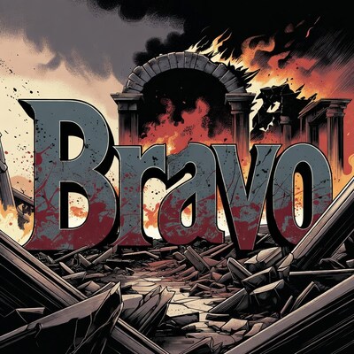 Bravo Logo in Ruins and Flames