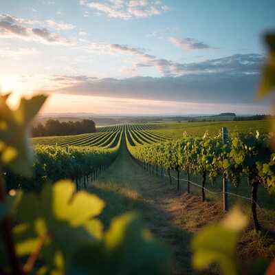 Vineyard Rows at Sunset