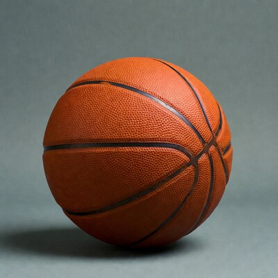 Orange basketball on gray background