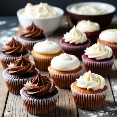 Assortment of Chocolate Vanilla Red Velvet Cupcakes