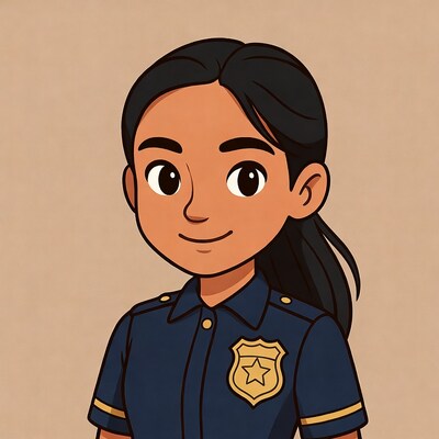 Cartoon Asian female police officer