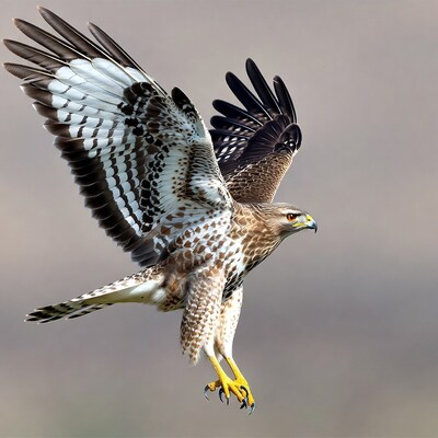 Red-tailed Hawk Flying with Wings Spread