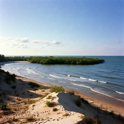 Sandy Dune Overlooking Mangrove Island Beach