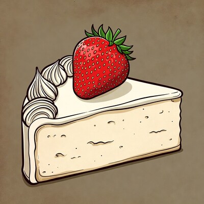 Strawberry Cheesecake Slice Illustration