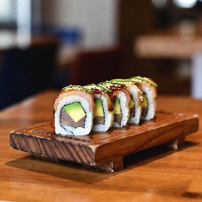 Salmon Avocado Sushi Rolls on Board