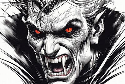 Roaring Vampire with Red Eyes