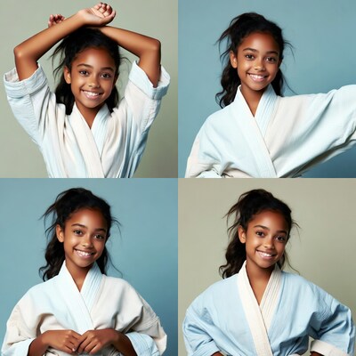 Smiling Black girl in kimono