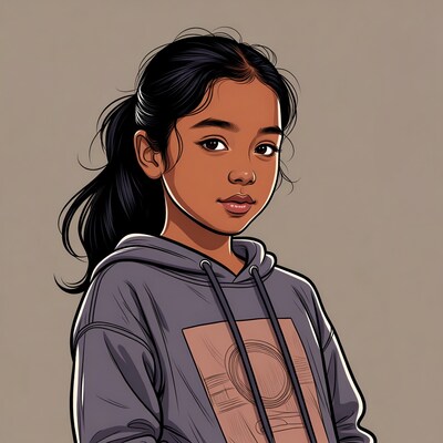 Young Asian girl in hoodie
