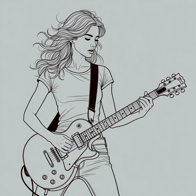 Woman playing electric guitar