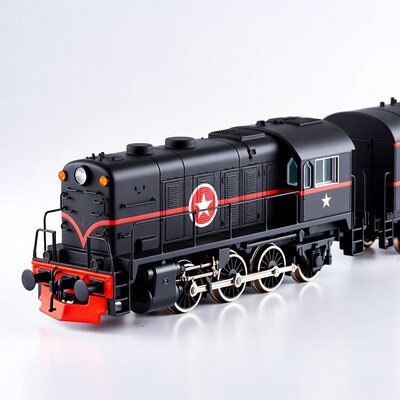 Black North Korean Steam Locomotive Model