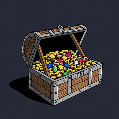 Open Treasure Chest with Gold Coins