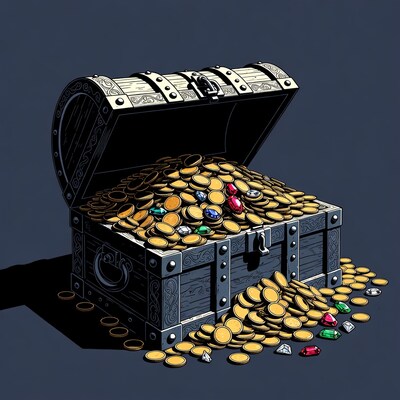 Treasure Chest Overflowing with Gold Coins