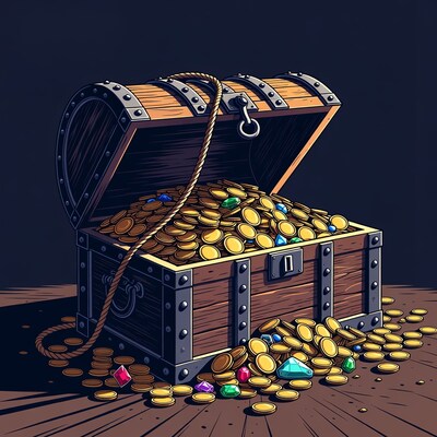 Open Treasure Chest with Gold Coins