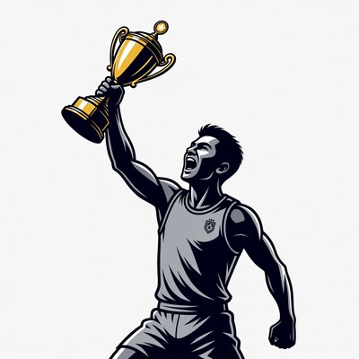 Athlete holding trophy illustration