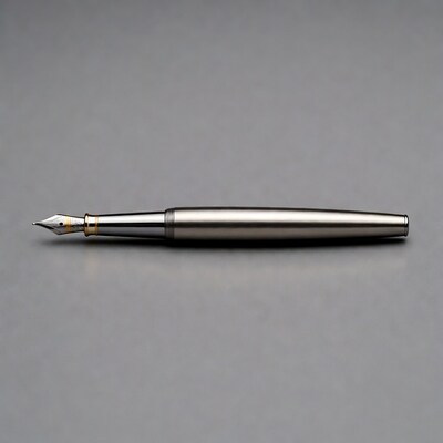 Silver fountain pen with gold accents