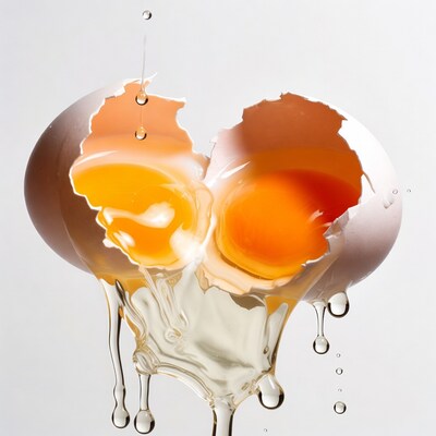 Broken Egg with Dripping Yolk