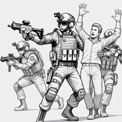 SWAT Team Arresting Man