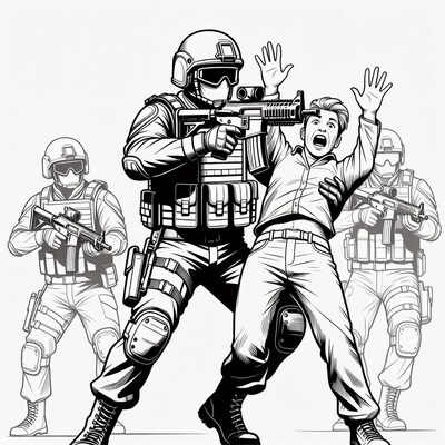 SWAT Officer Grabs Screaming Man