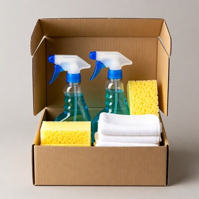 Cleaning Supplies in Open Box