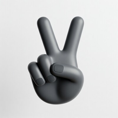 Gray 3D Peace Sign Hand