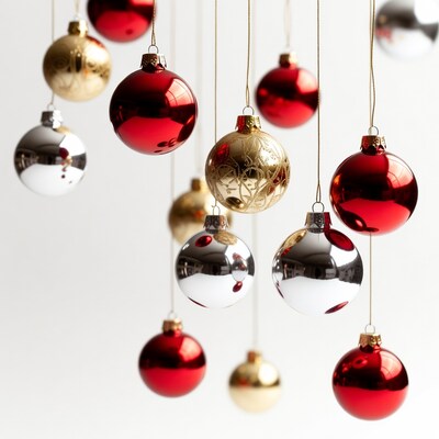 Hanging Red Gold Silver Christmas Ornaments