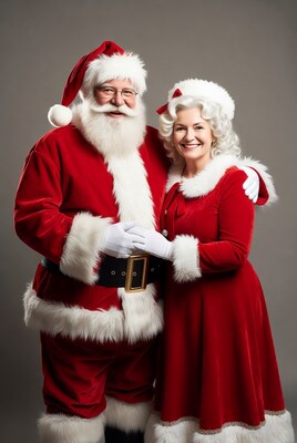 Santa Claus and Mrs. Claus smiling together