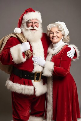 Santa Claus and Mrs. Claus embracing