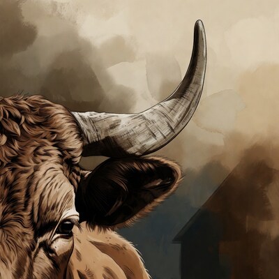 Close-up of bull with long horns