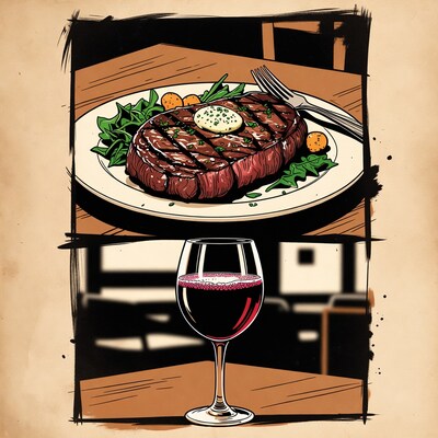 Grilled Ribeye Steak with Red Wine