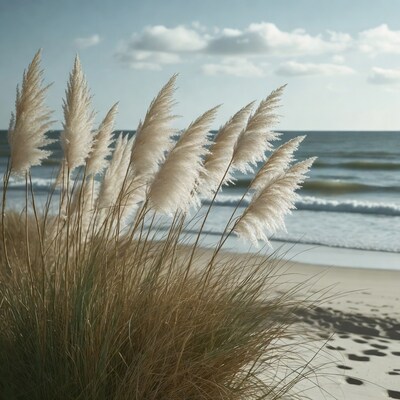 White Pampas Grass by Beach