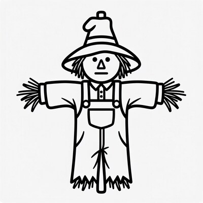 Scarecrow in overalls illustration
