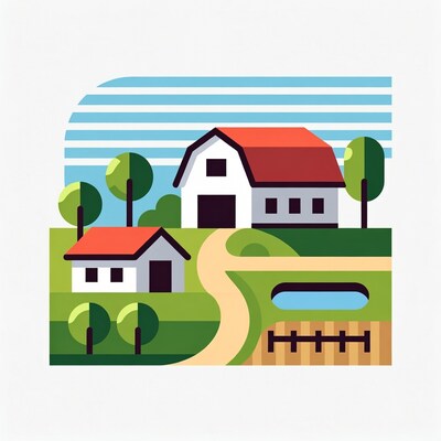 Colorful Farm Barn Illustration