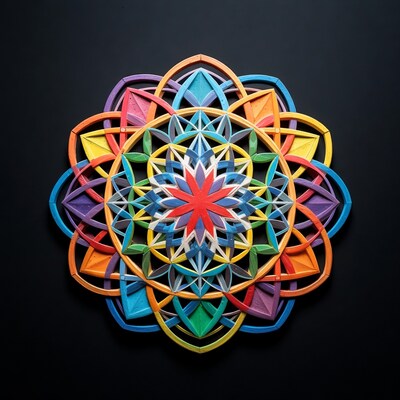 Colorful Mandala on Black Background