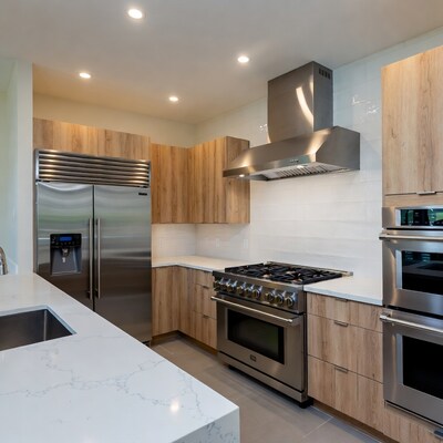 Modern Oak Kitchen with Stainless Appliances