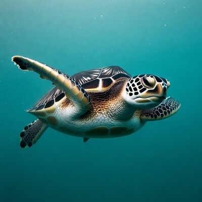 Sea Turtle Swimming Underwater